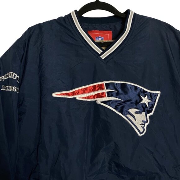 NFL New England Patriots Mens Blue Pullover Windbreaker Warmup Jacket Size Large - Picture 3 of 7